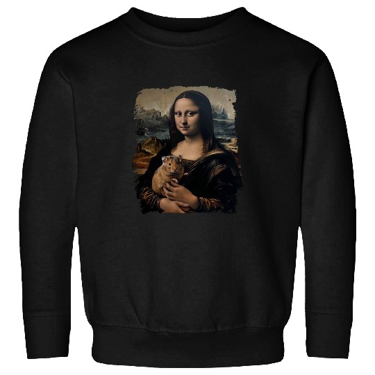 Hamster Pet Funny Mona Lisa Hamster Painting Portrait Men Women Sweatshirts