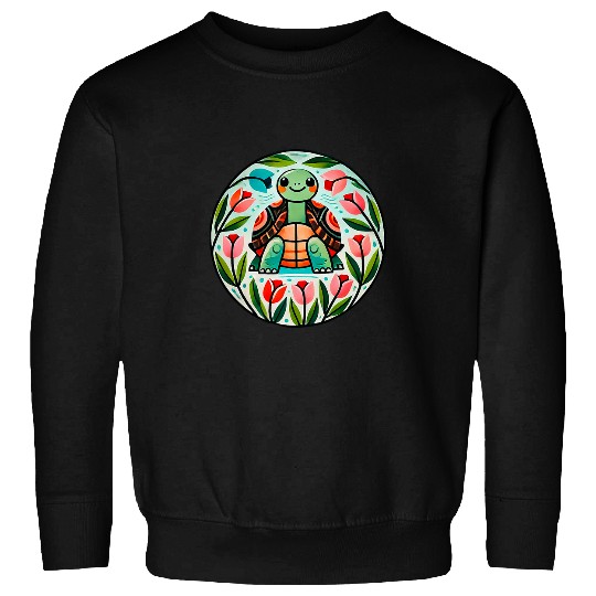 Turtle Pet Box Turtle Buttercup Flowers Illustration Sweatshirts