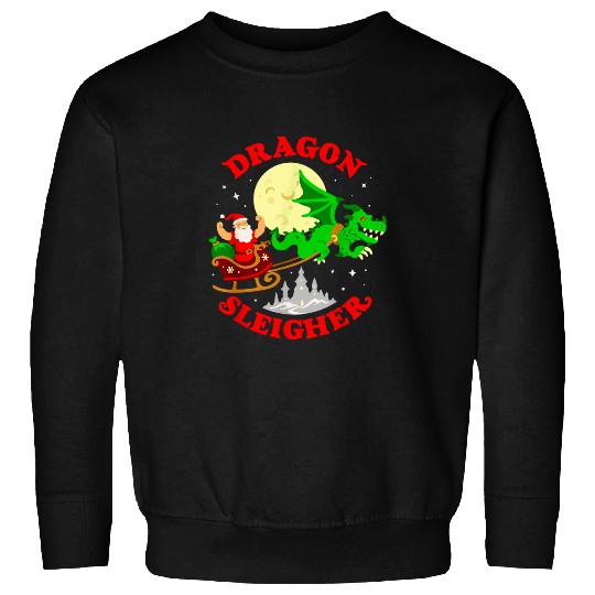 Dragon Pet Sleigher Cute Funny Santa Dragon Fantasy Christmas Sweatshirts