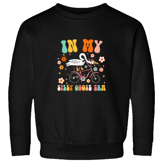 Duck Pet Groovy In My Silly Goose Era Funny Duck Saying Goose Meme Sweatshirts
