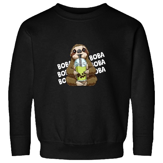 Sloth Pet Funny Bubble Tea Sloth Boba Tea Sweatshirts