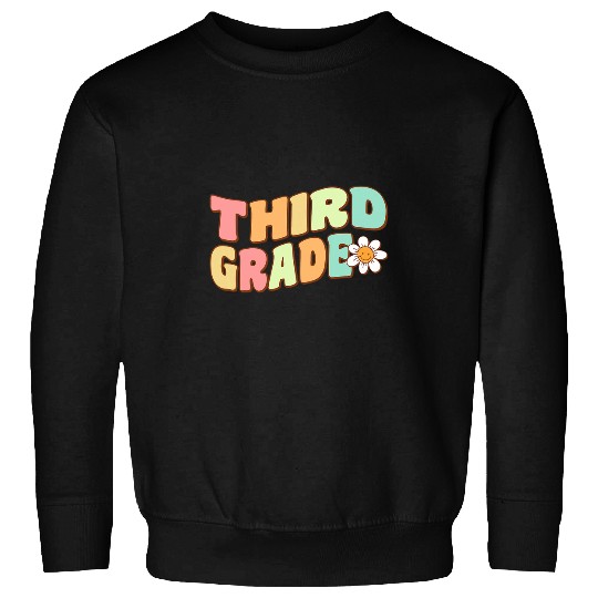 Retro Third Grade Daisy Flower Teacher 100th Day of School Sweatshirts
