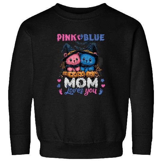 Bear Pet Pink Or Blue Mom Loves You Bear Halloween Gender Reveal Sweatshirts