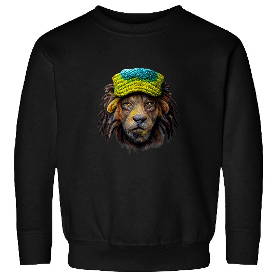 Lion Pet Rasta Reggae Lion Wearing Slouchy Hat Jamacian 8 Sweatshirts