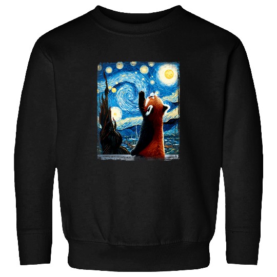 Panda Pet Artistic Red Panda Van Gogh Starry Night Red Panda Sweatshirts