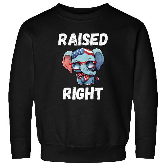 Elephant Pet Raised Right Vote Republican American Flag Elephant Sweatshirts