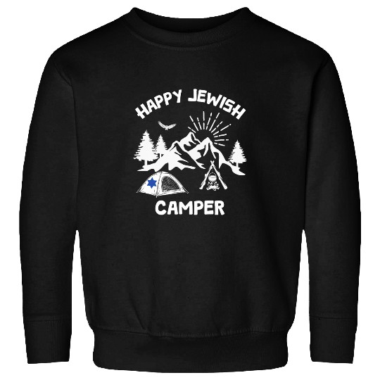 Happy Jewish Camper Kosher Travel Camping Hiking Summer Camp Sweatshirts