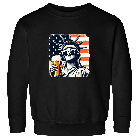 Beer Fun USA Statue of Liberty 4th of July Party Beer Funny Patriotic Sweatshirts