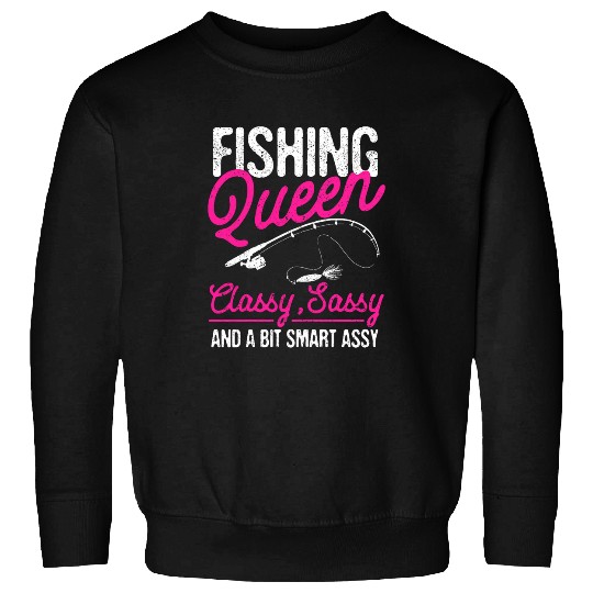 Funny Trout Fishing Queen Ladies Women Girls Fishermen Lover Sweatshirts