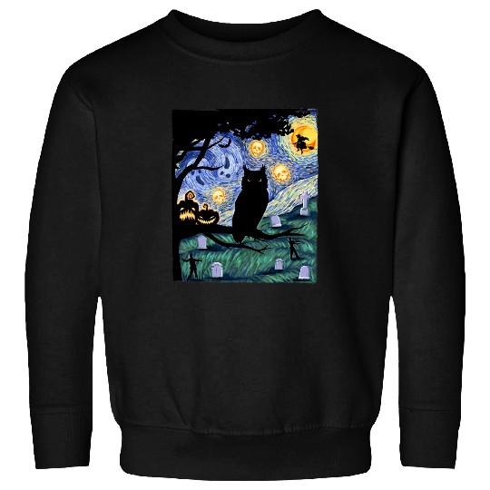 Owl Pet Scary Night Owl Tee Van Gogh Gift Halloween Sweatshirts