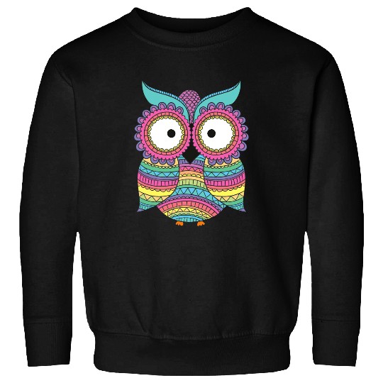 Discover Owl Pet Love Owls Colorful Drawing Mosaic Style Sweatshirts