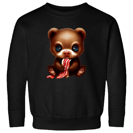 Bear Pet Cute Bear Eating Bacon Bear loves Crispy Bacon Sweatshirts