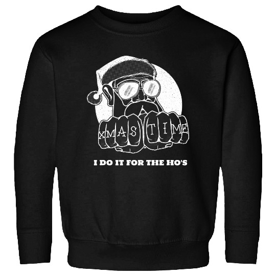 I Do It For The Hos Tattoo Funny Santa Funny Christmas Sweatshirts