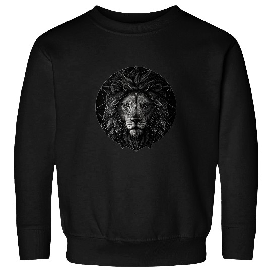 Lion Pet Motif Geometric Animal Print Polygon Lion Sweatshirts