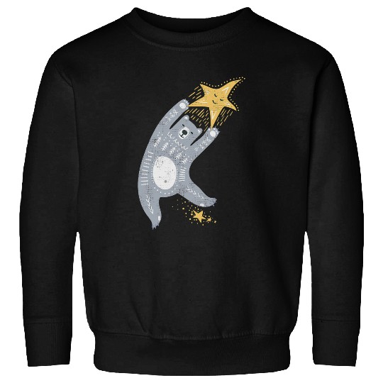 Bear Pet Playful and Cute Celestial Bear and Star Illustration Sweatshirts