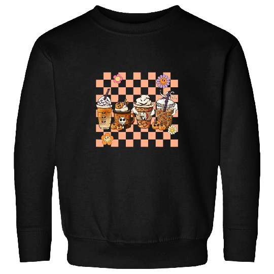 Coffee Fun Groovy Hippie Horror Fall Movie Coffee Pumpkin Spice Autumn Sweatshirts