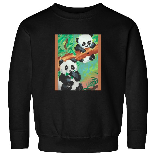 Panda Pet Baby Panda s Drawing eating bamboo leaves Sweatshirts