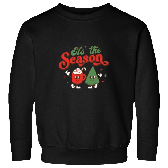 Coffee Fun Retro Christmas Tis The Season Christmas Tree Coffee Latte Sweatshirts