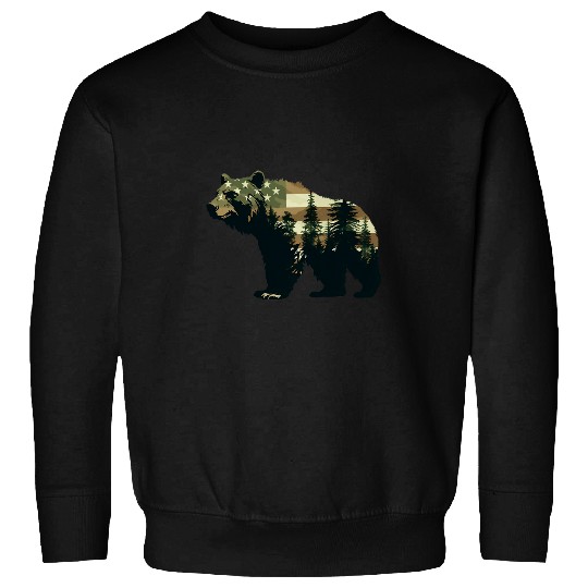 Bear Pet Camo USA Flag Deer Elk Buck Bear Camouflage Hunting Hunter Sweatshirts
