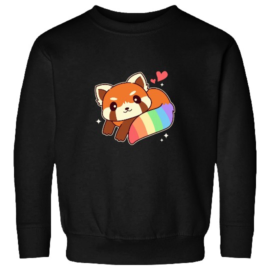 Panda Pet Cute LGBTQ Red Panda With Rainbow Flag Colors Sweatshirts