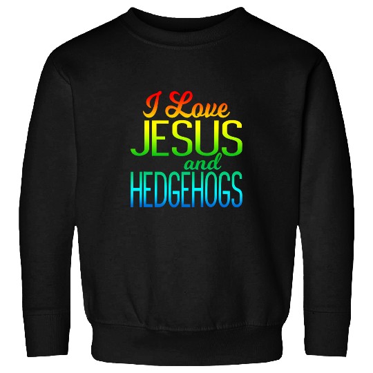 I Love Jesus And Hedgehogs Rainbow Hedgie Lover Gift Sweatshirts