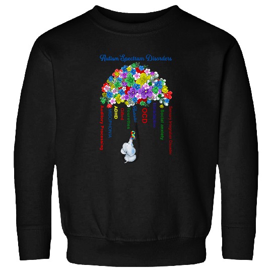 Elephant Pet Autism Spectrum Disorder Floral Elephant Sweatshirts