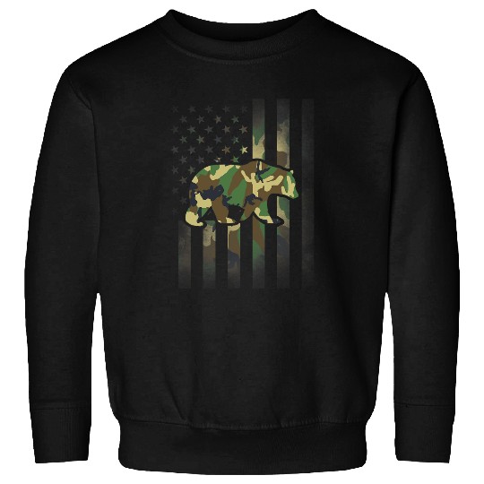 Bear Pet Camo Bear American Flag USA Military Tactical Camouflage Sweatshirts