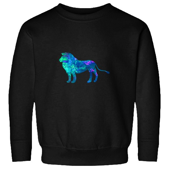 Lion Pet Cyan Blue Violet teal Lion For Animal lover Christmas Sweatshirts