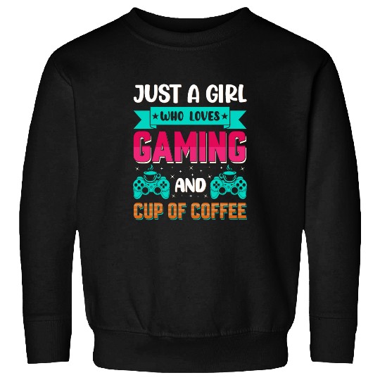 Coffee Fun Gamer Girl s Coffee Quest caffeines Consoles Latte Level Up Sweatshirts