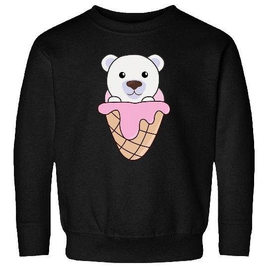 Bear Pet Polar Bear Bear Strawberry Ice Cream Waffle Kawaii Sweatshirts