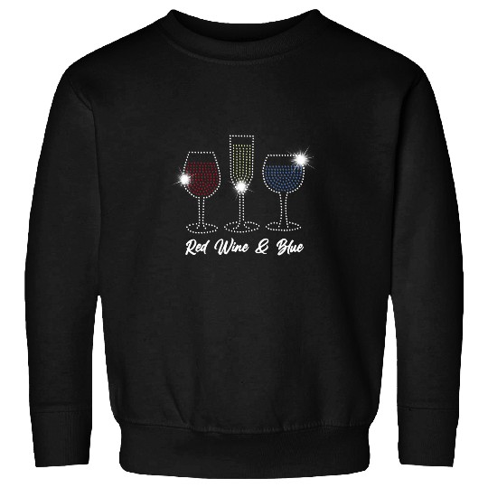 Wines Fun Red White Blue Glasses Of Wines 4th Of July USA Flag Sweatshirts