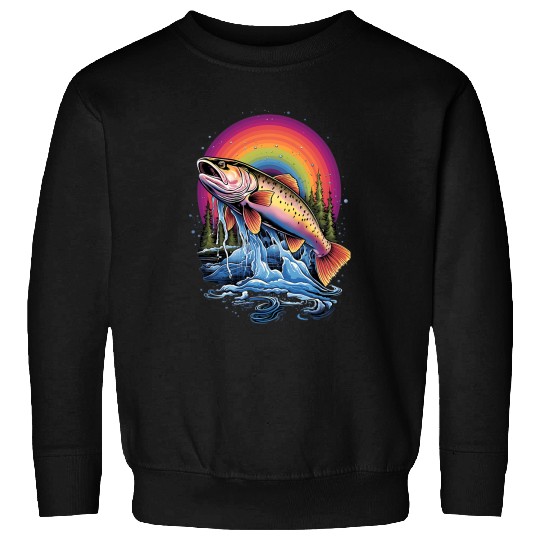 Fisherman Fly Fishing Rainbow Trout Fish 2 Sweatshirts