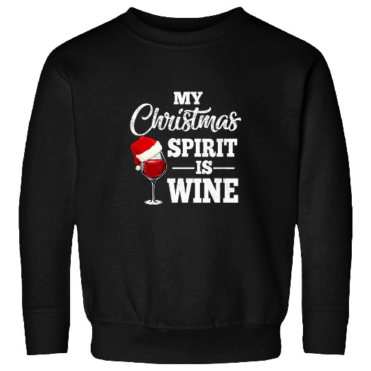 Wines Fun My Christmas Spirit Is Wines Santa Hat xmass Party Sweatshirts