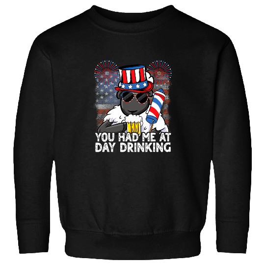 Beer Fun You Had Me At Day Drinking Beer Funny 4th of July USA Sheep Sweatshirts