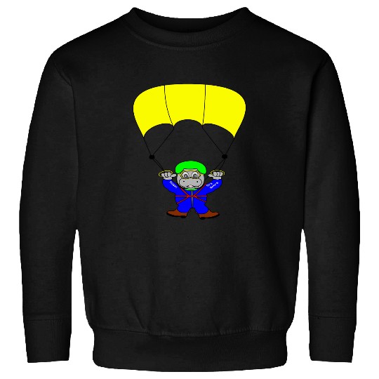 Hippo Pet Skydiving Hippo Paragliding Cartoon Sweatshirts
