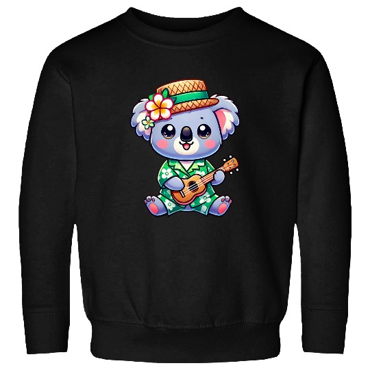Koala Pet Chibi Kawaii Koala Hawaiian Playing Ukulele Sweatshirts