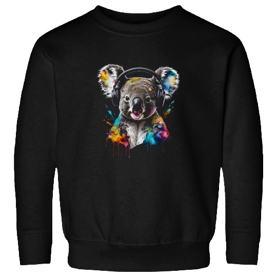Koala Pet Bear Headphones Colorful Funny Animal Print Graphic Sweatshirts
