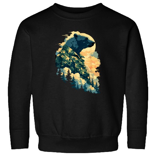 Bear Pet Camouflage Landscape Polar Bear armys Silhouette Bear Graphic Sweatshirts