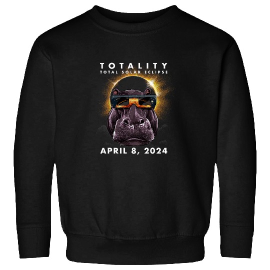 Hippo Pet Solar Eclipse Hippo Wearing Eclipse Glasses Sweatshirts