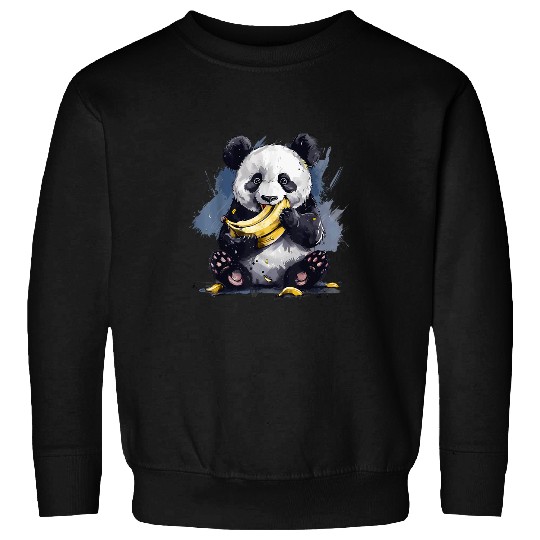 Panda Pet Banana Panda Bear Animal Art Banana Fruit Drawing Watercolor Sweatshirts