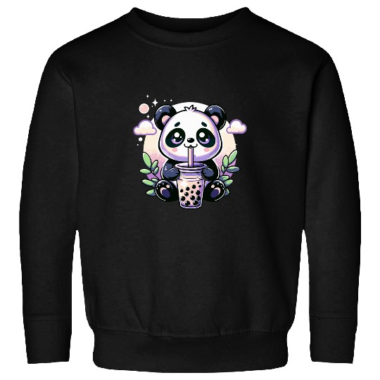 Panda Pet Kawaii Panda Anime Boba Drink Bubble Tea Kids Teen Girl Boy Sweatshirts
