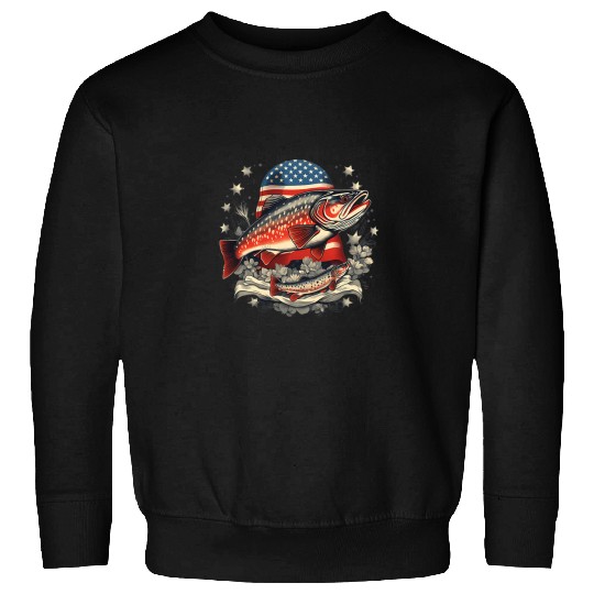 Fisherman American US Flag With Fly Fishing Brook Trout Fish 12 Sweatshirts