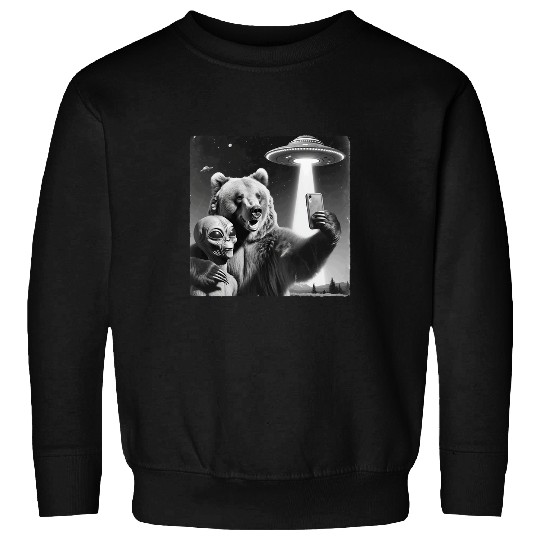 Bear Pet Grizzly Bear Selfie UFO Encounter Sweatshirts
