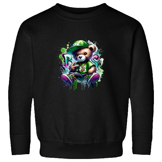 Bear Pet Cute Hip Hop Bear Watercolour Teddy Bear Sweatshirts