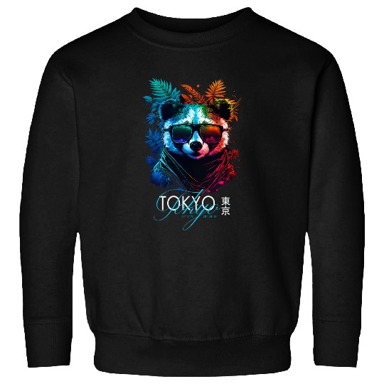 Panda Pet Tokyo coordinates Panda Vaporwave Design Sweatshirts