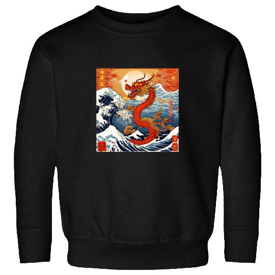 Dragon Pet The year of the Dragon Great wave Chinese New year 1 Sweatshirts