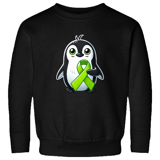 Penguin Pet Lime Green Ribbon Penguin Ribbon Lyme Disease Awareness Sweatshirts