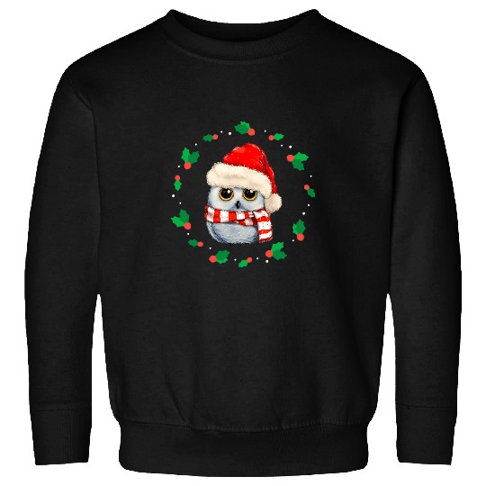 Owl Pet With Scarf Christmas Wreath Animal Lover Sweatshirts