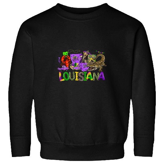 Louisiana Mardi Gras New Orleans Alligator Pelican Crawfish Sweatshirts