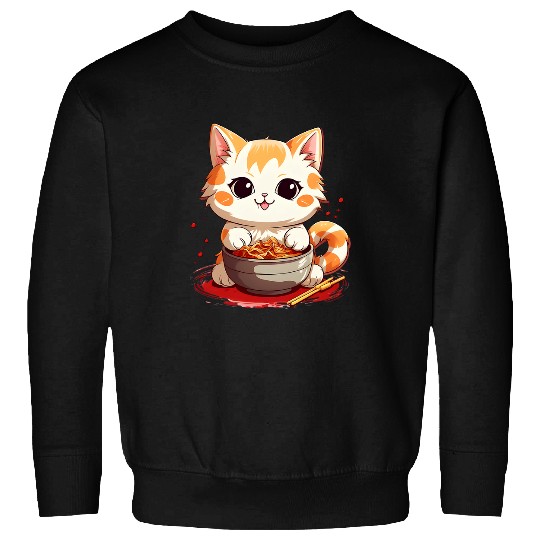 Ramen Cat Kawaii Anime Japanese neko kitty noodle pho manga Sweatshirts